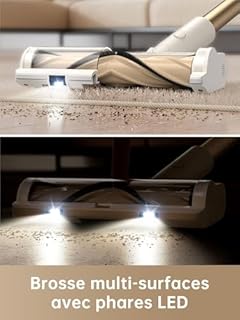 dreame R10 Aspirateur Balai sans Fil, 20 000PA / 120AW, Autonomie de 60 Min, Filtration avancée, Brosse Multi-Surfaces avec éclairage LED Idéal pour ménage, Poils d'animaux et Tapis