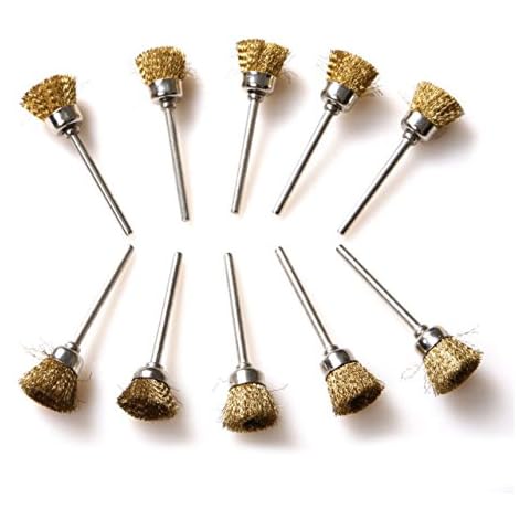 Preamer 20pcs 1/8" Shank Brass Cup Wire Brush Wheel Compatible with Most Grinder Rotary Tool Cover