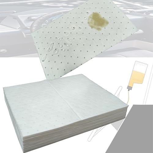 Image of 30PCS Oil Spill Absorbent Pads, 17 inchx13.8 inch | Only Absorbs Oil, Grease, Fast Cleanup For Leaks & Spills in Garage, Marine Bilge, Engine Bay, Workshops, Repels Water