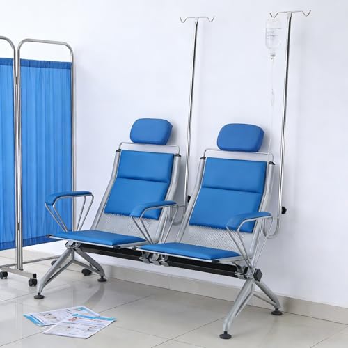 Krzesło medyczne ze stojakiem IV i miejscem do poczekalni dla klinik, szpitali i domów opieki
