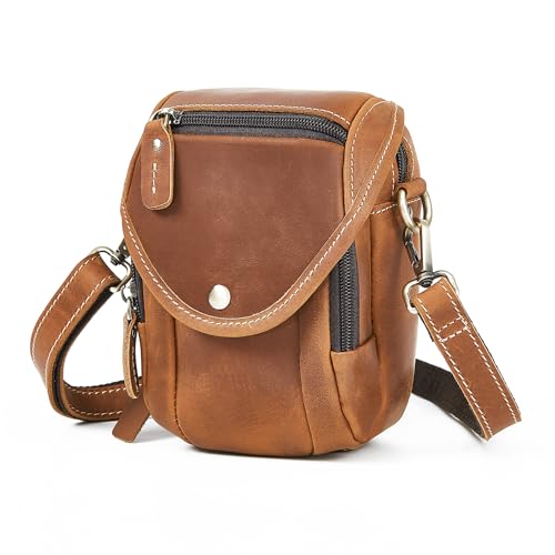 Vintage Men'S Small Cowhide Genuine Leather Men Messenger Bag Shoulder Sling Bag For Mobile Phone