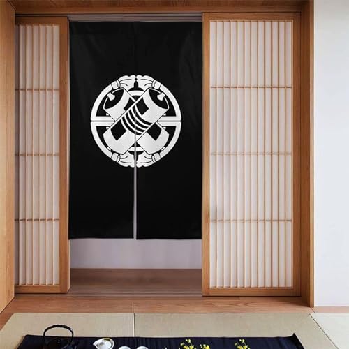 のれん 暖簾 ドアカーテン 目隠し 和風 加賀屋 歌舞伎 家紋 間仕切り 遮光 遮熱 室内 インテリア 廊下 四季兼用 飲食店 キッチン 洋室 和室 料理屋 新築祝い 86*143cm