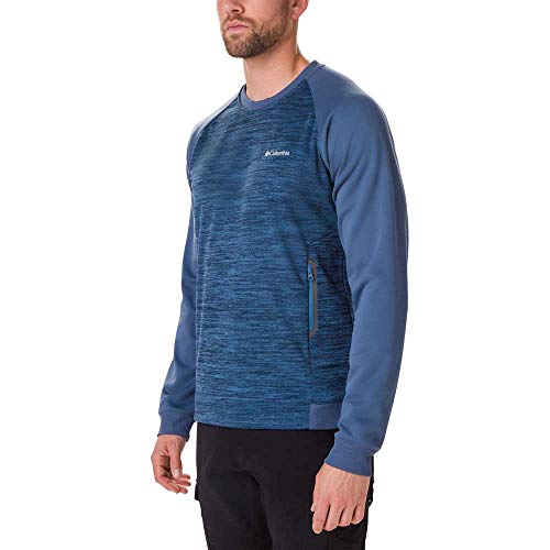 Comodo Columbia Tech Trail Midlayer Crew - Felpa in Pile da Uomo, Uomo, 1863722, Scout Blue, DAR, S