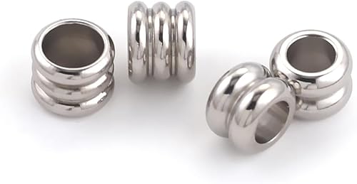 Miniatura 8 de 20 cuentas espaciadoras de columna ranuradas para la fabricación de joyas, cuentas sueltas de acero inoxidable para pulseras de collares, L 0.197