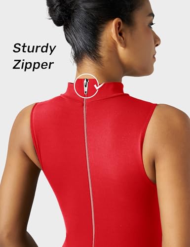 Image of speerise Women Sleeveless Turtleneck One Piece Romper for Yoga Workout Jumpsuit with Tummy Control Bodysuit