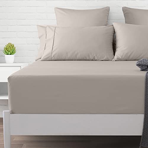 Texas Linen Co Premium 1000-Thread-Count Egyptian Feel 100% Cotton California King Taupe Fitted Sheet, Easy Snug Fit, Upto 18" Deep Pocket, Soft Smooth Sateen Weave, Extra Long Staple Cotton #TOP5
