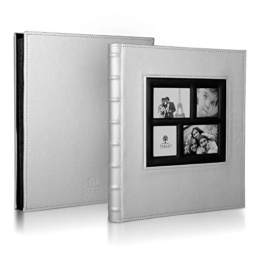 Parah Life Premium 500 Photo Family Wedding Anniversary Baby Vacation Album Sewn Bonded Leather Book Bound Multi Directional 500 4x6 Photos 5 Per Page Large Capacity Deluxe Customizable (Silver) - Thumbnail 7