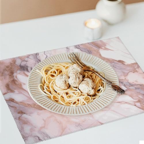 Set de table en toile effet marbre blanc chic et résistant à la chaleur