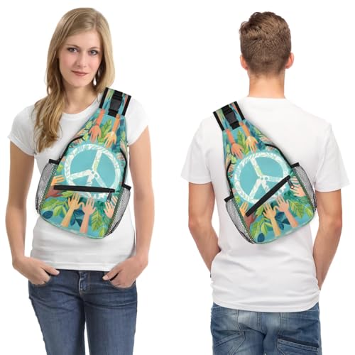 Bolso bandolera unisex para senderismo y viaje 7.9x3.5x14.2 pulg miniatura 7