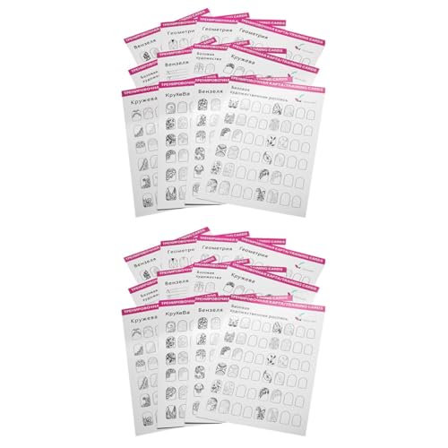Alipis Cartes de Formation Manucure 24 Feuilles 8.27X5.91In Outils d'Entraînement pour Faux Ongles Adaptés aux Prothésistes Ongulaires et Débutants