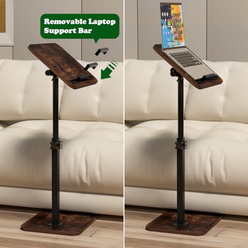 Image of 360 Swivel Adjustable Height Sofa Side TV Tray Table