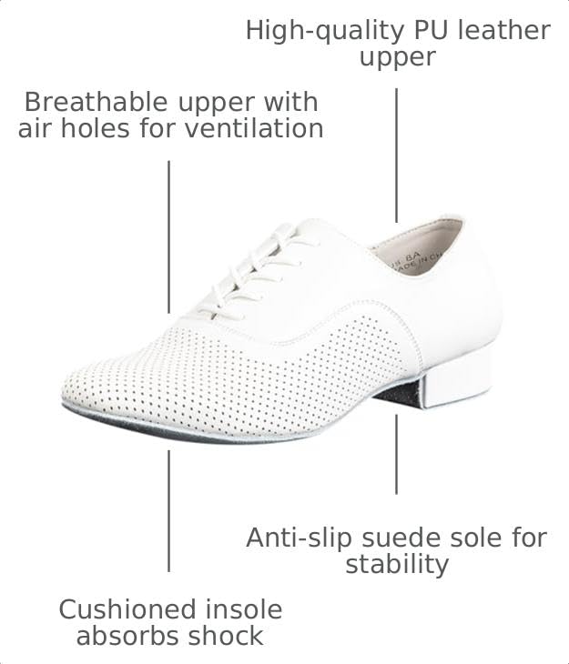 Image of Linodes Breathable Men Latin Dance Shoe Lace Up Leather Sole Waltz Shoe