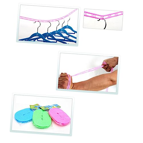 Cabilock Meters Adjustable Windproof Nylon Clothes Drying Rope for Outdoor Use Hanger Line with Partition for Camping Laundry and Home Drying Random Color