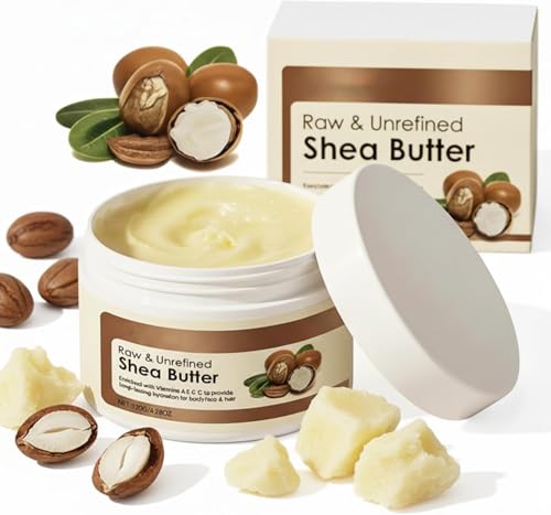 Pure Organic Shea Butter, Natural Raw Unrefined - for Hair, Skin, Body, Face & Lips - Enriched with Vitamins for Intense Hydration & Moisturizing - Skincare Cream - 4.2oz/120g