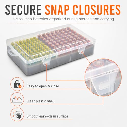 Xuerdon Battery Storage Organizer Case, Battery Vault Box Holder Container for 134pcs AA AAA Batteries, Garage Organization Carrying Bag Fits Home Kitchen Warehouse (Batteries Not Include) by Xuerdon - Image 4