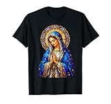 聖母マリア 祈り 中世の大聖堂 モザイクアート 肖像画 Tシャツ
