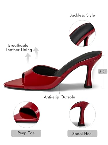 Image of Coutgo Womens Heeled Mules Pointed Peep Toe High Heels Slip On Backless Mule Sandals Dress Shoes