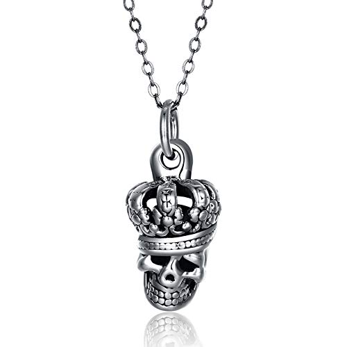 Collier crâne argent rétro S925 parfait pour affirmer son style rock au quotidien