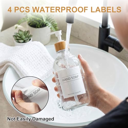 Image of KASUNTING Clear Soap Dispenser, 2 Pack Plastic Dish Soap Dispenser for Kitchen, 17 Fl Oz Bathroom Hand Soap and Lotion Dispensers Set with Bamboo Pump, Refillable Liquid Soap Bottles