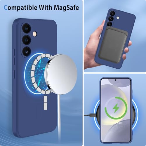 Coque Samsung S24 Plus MagSafe en silicone bleu avec doublure microfibre - 4