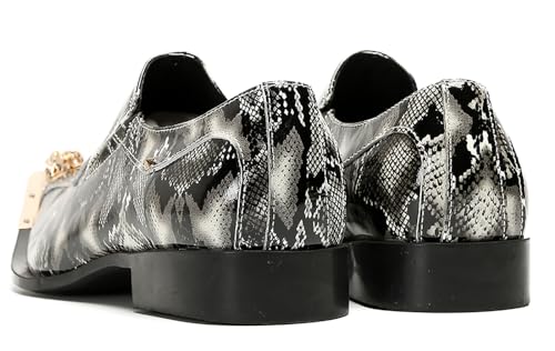 Santimon Mens Loafers Party Dress Slip On Shoes Casual Leather Metal Pointed Toe Wedding Ballroom Fashion Western Summer Shoes for Men 7