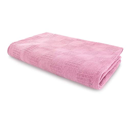 JMR Raspberry Hospital/Home Thermal Blanket Snagfree 100% Cotton Coach Throw or Quilt Twin