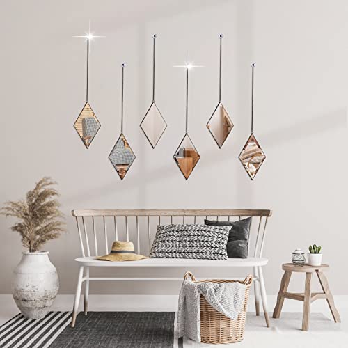 Ytwmzzz Diamond Shape Decorative Wall Mirror Set Of 3 Pcs, Small Modern Wall Mirror With Hanging Chain For Home Decor (Black) #TOP4