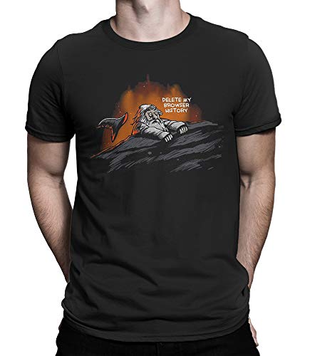 Gandalf Delete My Browser History Funny T-Shirt, The Lord of The Rings Tee (L) Black