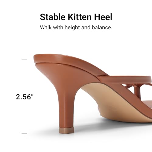 Image of DREAM PAIRS Kitten Heels for Women Flip Flops Slip on Low Heels Open Square Toe Thong Heeled Strappy Sandals Slides Comfortable Dress Shoes