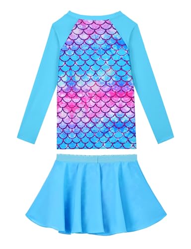 Image of Snowheart Girls Rash Guard Swimsuit Set Long Sleeve Bathing Suit Two Piece 3-12 Years