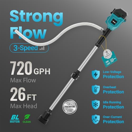Image of Cordless Stick Water Transfer Pump Compatible with Makita 18v Battery