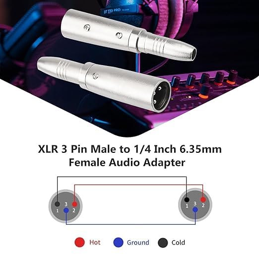 Image of XLR 3 Pin Male to 1 /4 inch 6.35mm Female Socket Audio Adapter-(1 Pcs) XLR Male to 6.35mm 1 /4''TRS Female