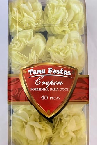 Forminhas de dulces individual en Formato de Flor en papel grepon (grepé) para trufas,brigadeiros. Envoltorio para trufas y dulces Base para trufas, dulces, brigadeiros (40, amarillo claro)