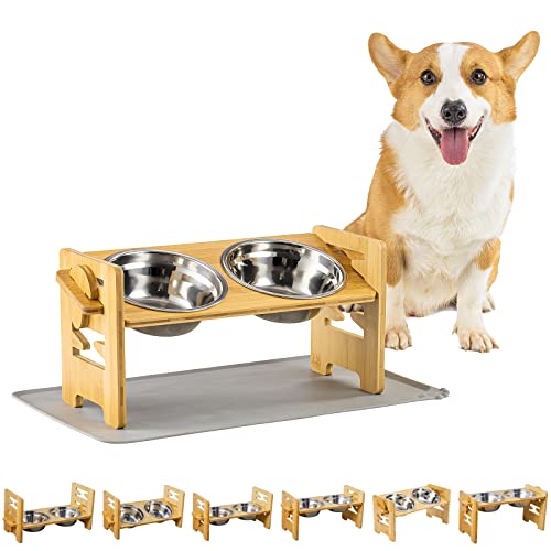 Upgrated 6 Heights - Elevated Dog Bowls, Adjustable Raised Dog Bowls for Small Dog and Cat, Raised Dog Dish, Solid…