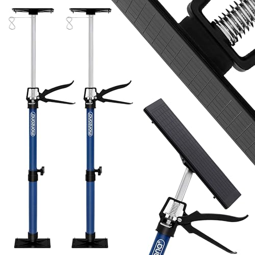 MONZANA® Set 2x Puntales Telescópicos Extensibles Obra Tensores Puerta Ajustables 115-290cm Puntal Tensor Poste Acero Placas Presión Goma Antideslizante Instalación Techo Paneles Pladur Carga 30kg