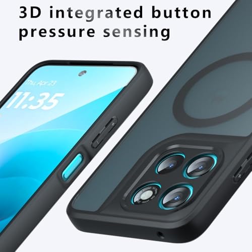Image of Magnetic Case for Moto G67 Power 5G Case [Compatible with Magsafe Accessory] Translucent Matte Back Shockproof Protective Phone Case, Matte Black