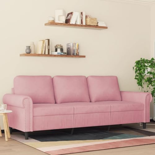 WHOPBXGAD Sofá de 3 plazas Terciopelo Rosa 180 cm Moderno Elegante para Sala de Estar, Estructura metálica Robusta, Acolchado Grueso cómodo, diseño contemporáneo Lujoso
