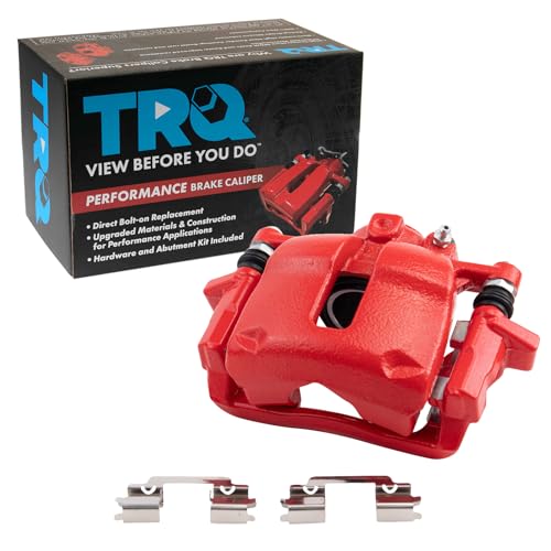 Image of TRQ Front Left Brake Caliper Performance Red Drivers Side | For 2007-2015 Mini Cooper