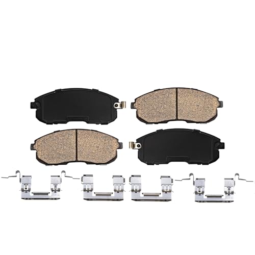 Image of Detroit Axle - Front Brake Pads for Nissan Altima Maxima Sentra Versa Cube Juke Infiniti I30 I35 G35 Suzuki SX4, Ceramic Brake Pads w /Hardware Pair Replacement
