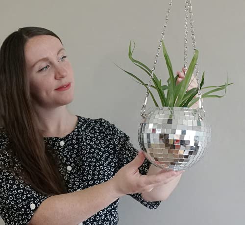 Dado 6" Disco Ball Planter - Disco Planter For Indoor Plants- Disco Ball Plant Hanger - Unique Plant Pots - Boho Disco Ball Hanging Planter - Planters For Indoor Plants - Hanging Pots Disco Ball Decor #TOP5