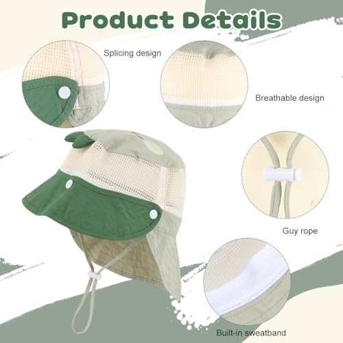 Image of SNOWIE SOFT Wide Brim Sun Hat for Kids Girls with Neck Flap Shawl, UPF 50+ Adjustable Chin Strap Sun Protection Hat for Girls 2-10 Years Old, Summer Breathable Sun Visor Hat Windproof Beach Hat