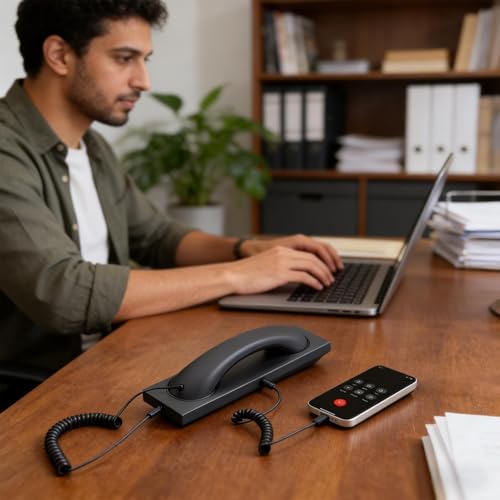 Auriculares de teléfono retro para teletrabajo y llamadas de negocios desde el escritorio 3