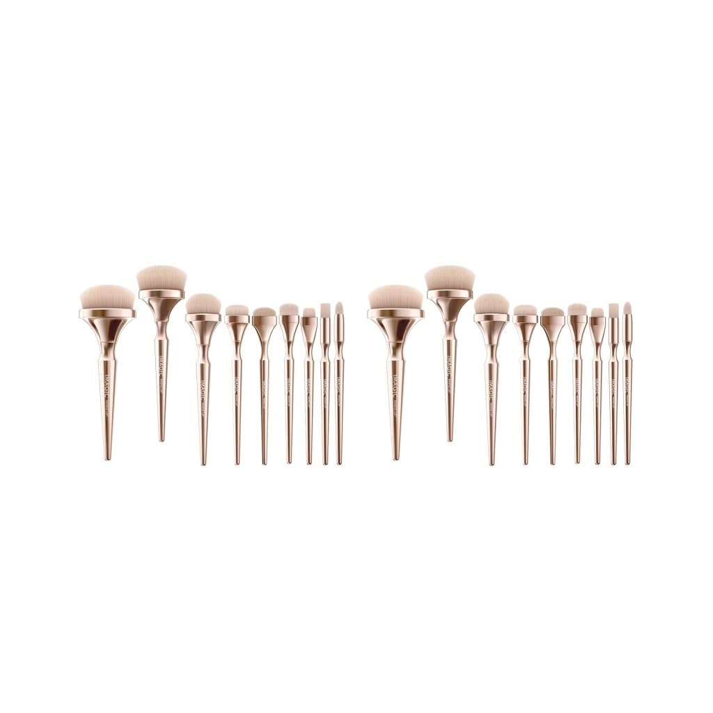 2 set di 9 pennelli morbidi per trucco, fondotinta, fard, correttore, cipria, stile 1