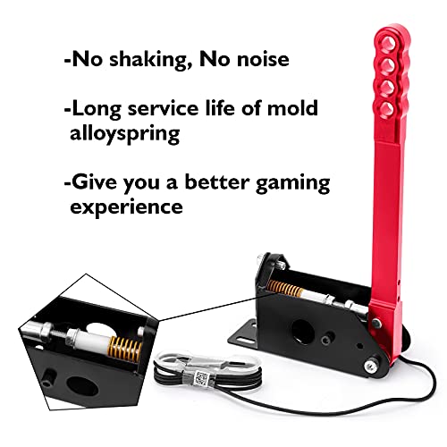 Image of aikeec 64 Bit USB Handbrake with Clamp PC Handbrake for Sim Racing Games G25 G27 G29 T500 FANATECOSW Dirt Rally Windows (RED with Clamp)