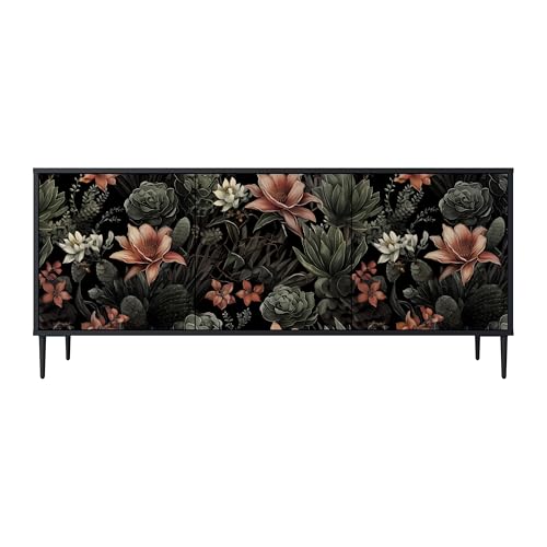 SPACEREBELS Kommode mit 3 Türen - Sideboard - Komodenschrank - Flurkommode - Schrank - Highboard - Kleiderschrank Möbel - Wohnzimmer Schlafzimmer Esszimmer Flur - schwarz