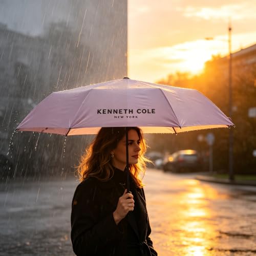 Image of KENNETH COLE New York Folding Umbrella for Men & Women, Auto Open & Close, Lightweight Compact Design, Water Resistant Canopy, Portable Travel for Rain & Sun - KCMUM002