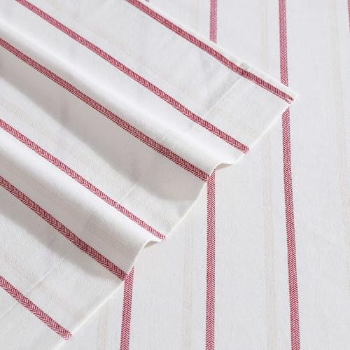 Image of Eddie Bauer - King Bed Sheets, Cotton Flannel Bedding Set with Matching Pillowcases, Brushed for Extra Softness, Deep Pocket, Oeko-Tex Certified (Cooper Falls Red)