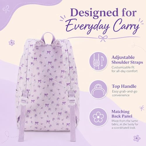 Image of BTOOP School Backpack for Teens Large Corduroy Bookbag Lightweight 15.6 inch Laptop Bag for Girls Women Casual High School College