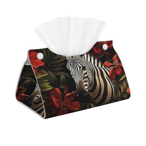 Funda larga para caja de pañuelos de piel de cebra roja rosa, soporte para caja de pañuelos para baño, salones, oficina, dormitorio