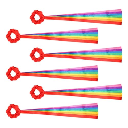 Cintas de baile genéricas para muñecas, 6 decoraciones a mano, multicolor de 50 cm, Streamers de muñeca arco iris para entrenamiento deportivo, fiestas de festivales reuniones